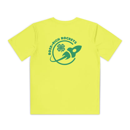 Youth Shirt, Rose-Rich 4-H Rocketry Club, Moisture Wicking, Safety Colors Available