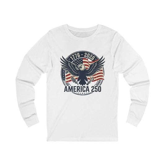 America 250 Vintage Eagle Long Sleeve Shirt | 1776-2026 Patriotic USA 250th Anniversary Bella + Canva Airlume Cotton Tee