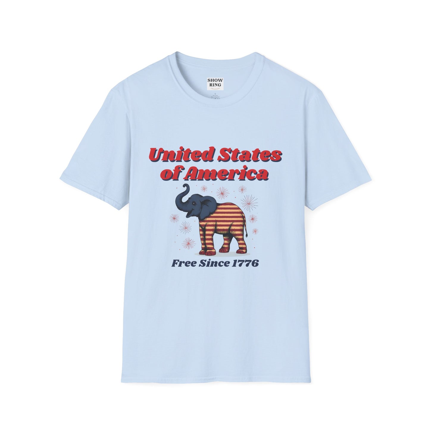 Patriotic Elephant T-Shirt, Free Since 1776, USA Pride Tee, Casual Independence Day Shirt, Vintage Style US Pride Apparel, Gift for Elephant Lovers