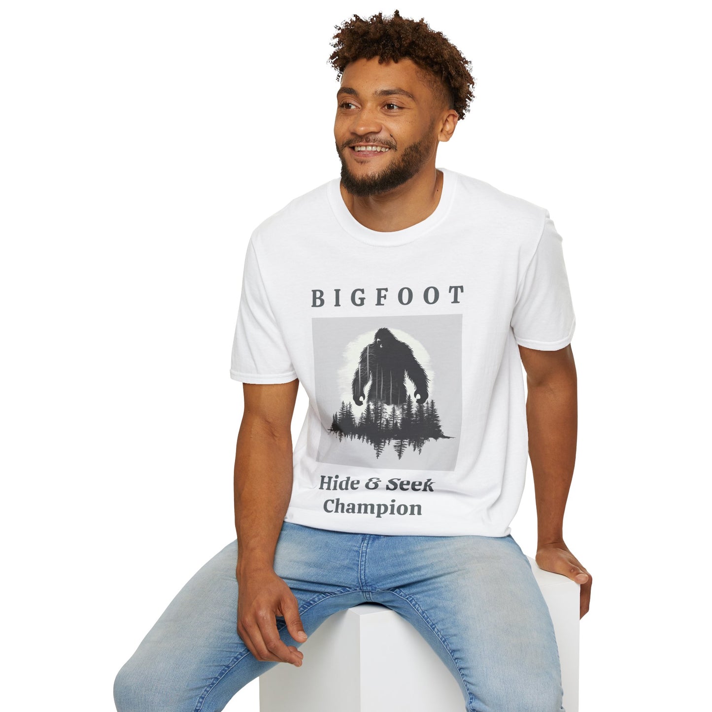 Bigfoot, Hide & Seek Champion - Unisex Softstyle T-Shirt for Men, Women & Children