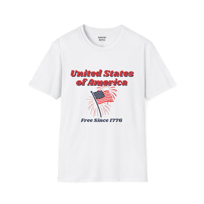 America:  Free Since 1776, Fourth of July Freedom T-Shirt, Unisex USA Tee, American Flag Shirt, Independence Day Outfit, Patriotic Gift, Summer Casual Wear
