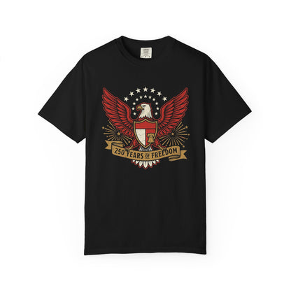Eagle Crest '250 Years of Freedom'  | Patriotic Eagle USA 1776–2026 Dark Vintage T-Shirt