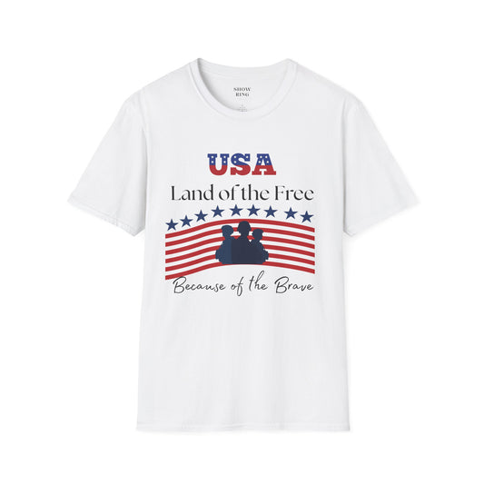USA Land of the Free Because of the Brave T-Shirt, 4th of July Tee, Patriotic Unisex Shirt, Military Tribute Apparel, Independence Day Fashion