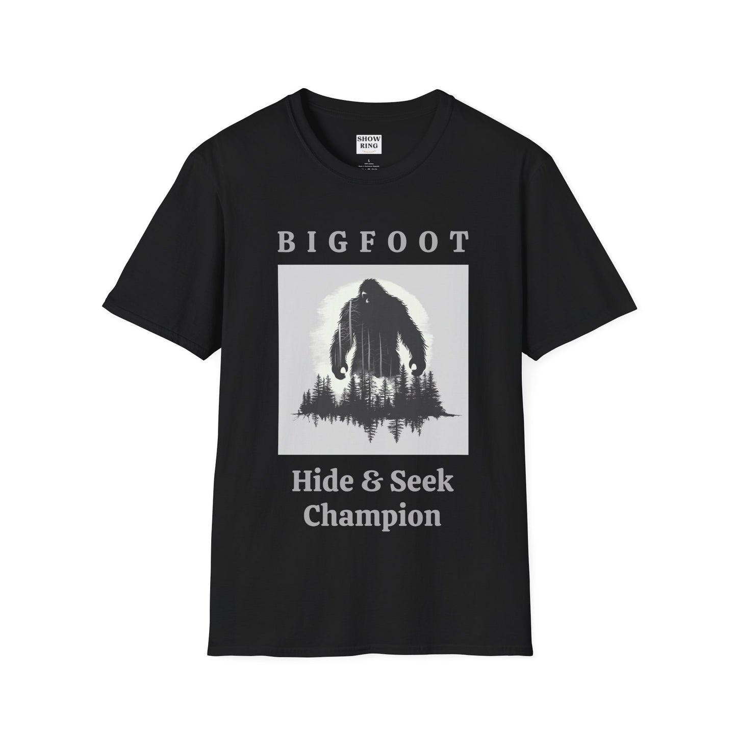 Bigfoot, Hide & Seek Champion - Unisex Softstyle T-Shirt for Men, Women & Children