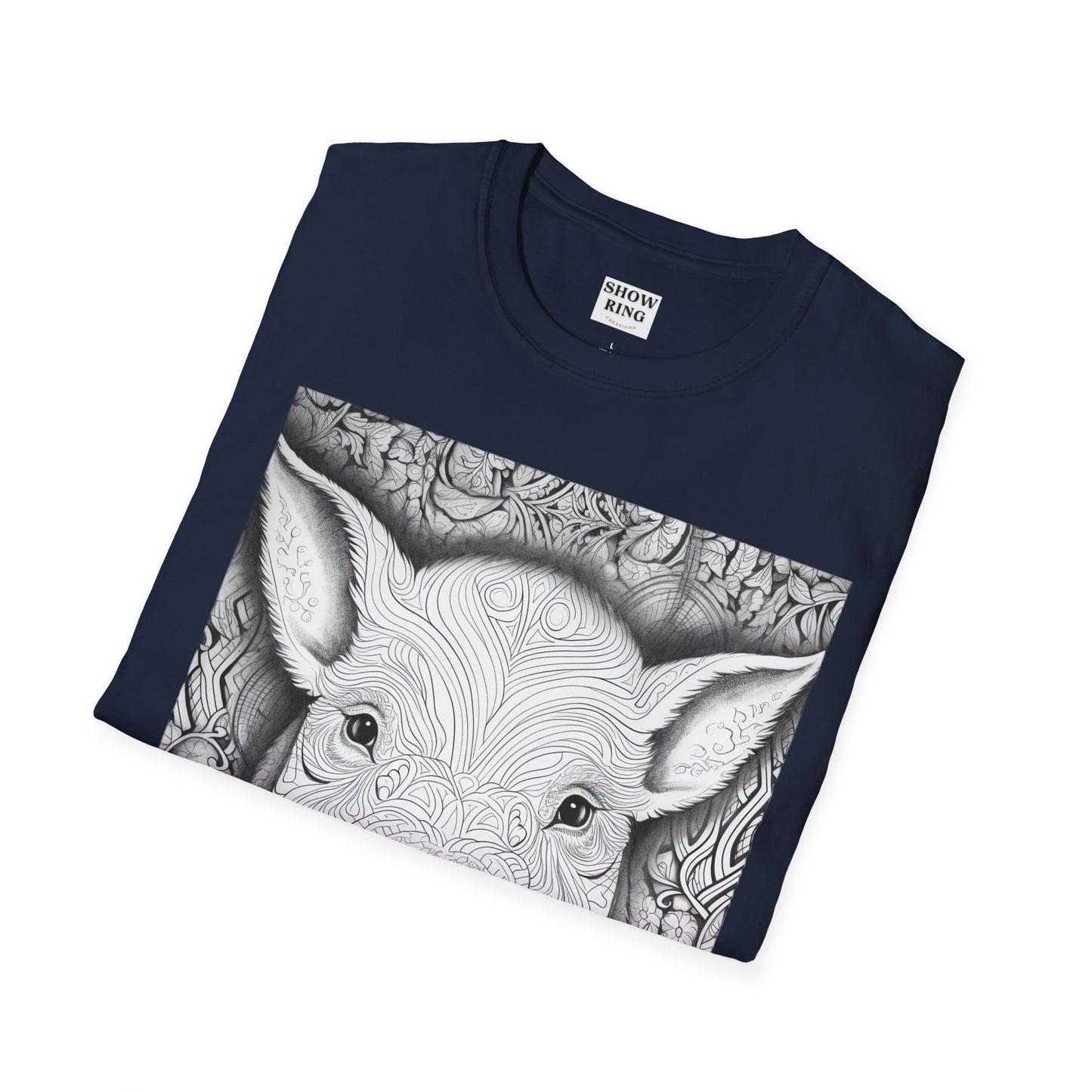 Adult Coloring Shirt Featuring Adorable Pig for 4-H and FFA - Unisex Softstyle T-Shirt for All Ages