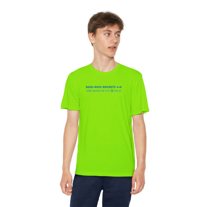Youth Shirt, Rose-Rich 4-H Rocketry Club, Moisture Wicking, Safety Colors Available