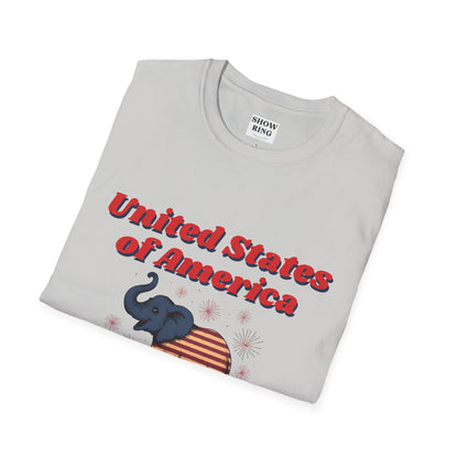 Patriotic Elephant T-Shirt, Free Since 1776, USA Pride Tee, Casual Independence Day Shirt, Vintage Style US Pride Apparel, Gift for Elephant Lovers