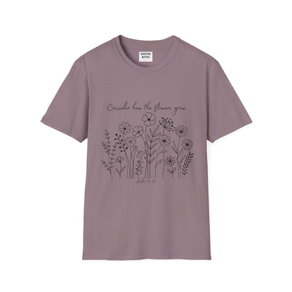 Floral Inspirational T-Shirt, Unisex Shirt, Casual Wear, Gift for Nature Lovers, Spring Fashion, Everyday Comfort Bible Verse Scripture Tee