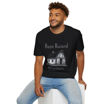 Barn Raised 100% Pure Country, Unisex Softstyle T-Shirt - Country Vibe, Farm Life, Casual Wear, Gift for Farmers, Rustic Style