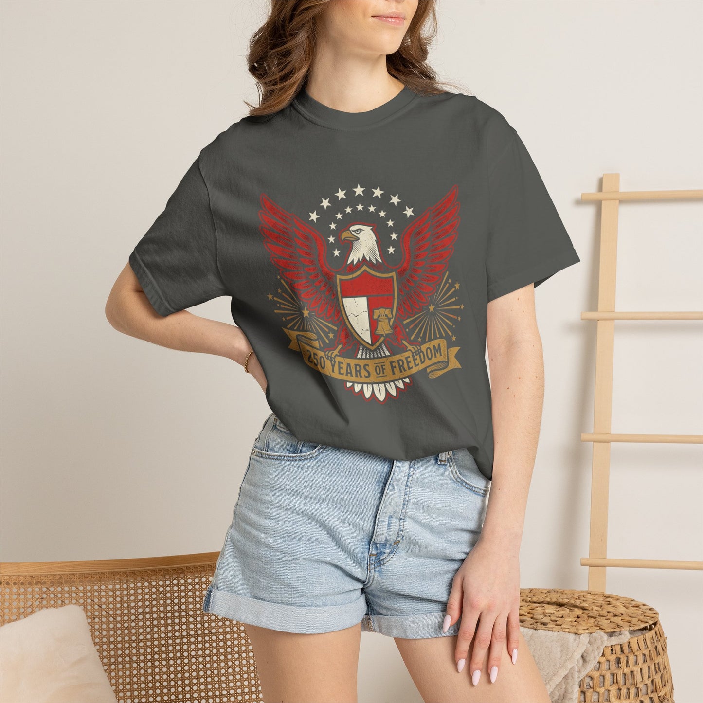 Eagle Crest '250 Years of Freedom'  | Patriotic Eagle USA 1776–2026 Dark Vintage T-Shirt