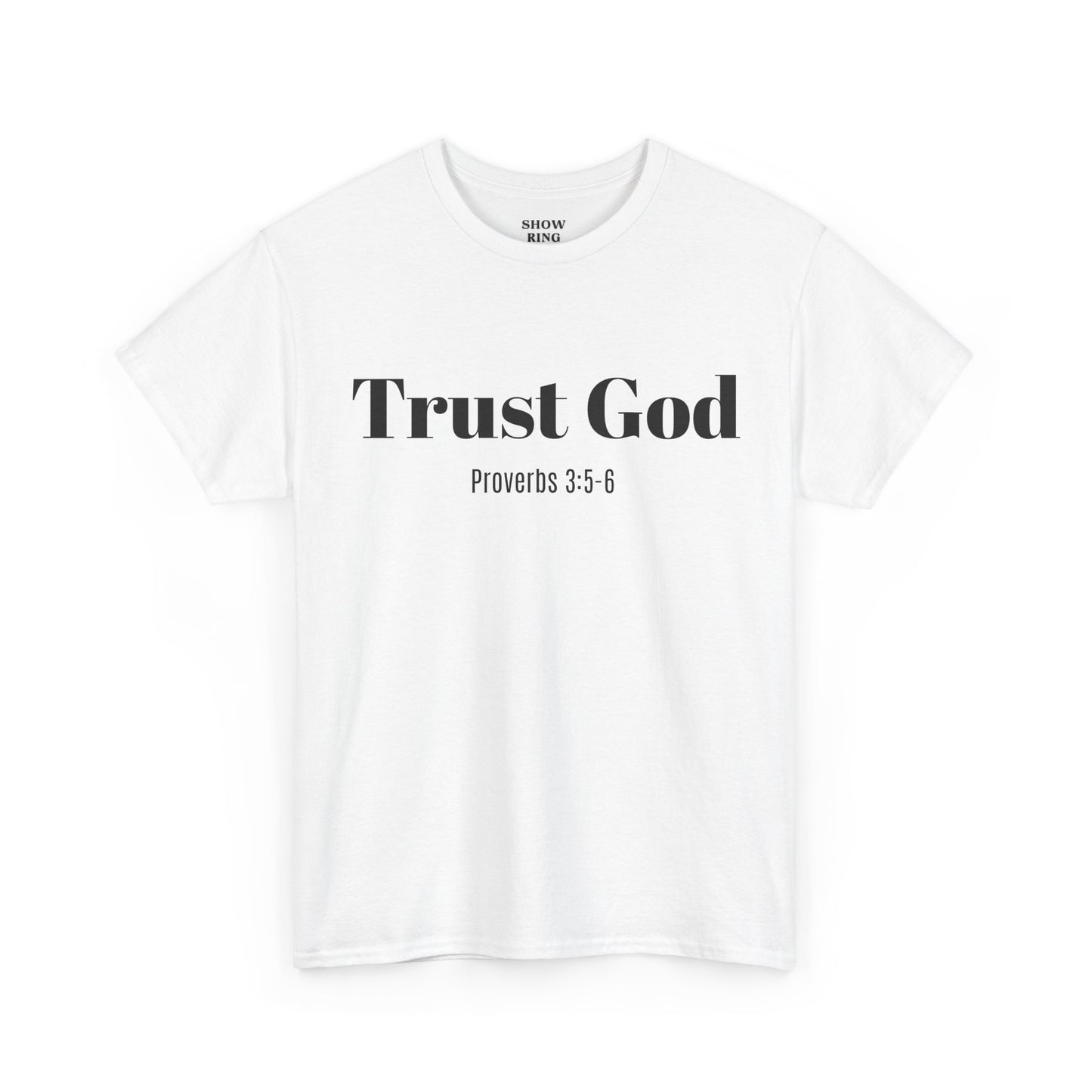 Trust God Unisex Heavy Cotton Tee – Proverbs 3:5-6 Bible Verse Shirt for Youth Groups, Christian Gifts