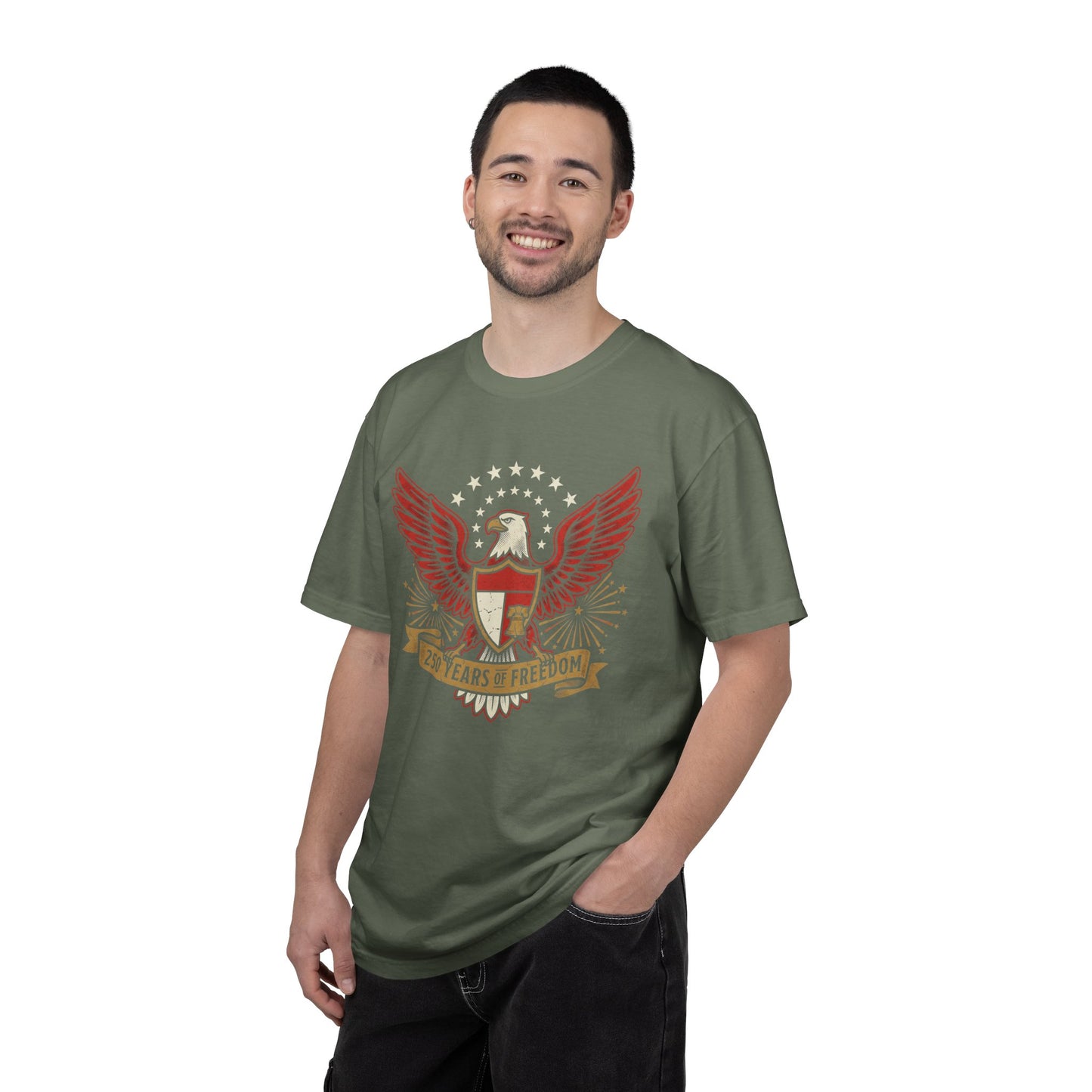 Eagle Crest '250 Years of Freedom'  | Patriotic Eagle USA 1776–2026 Dark Vintage T-Shirt
