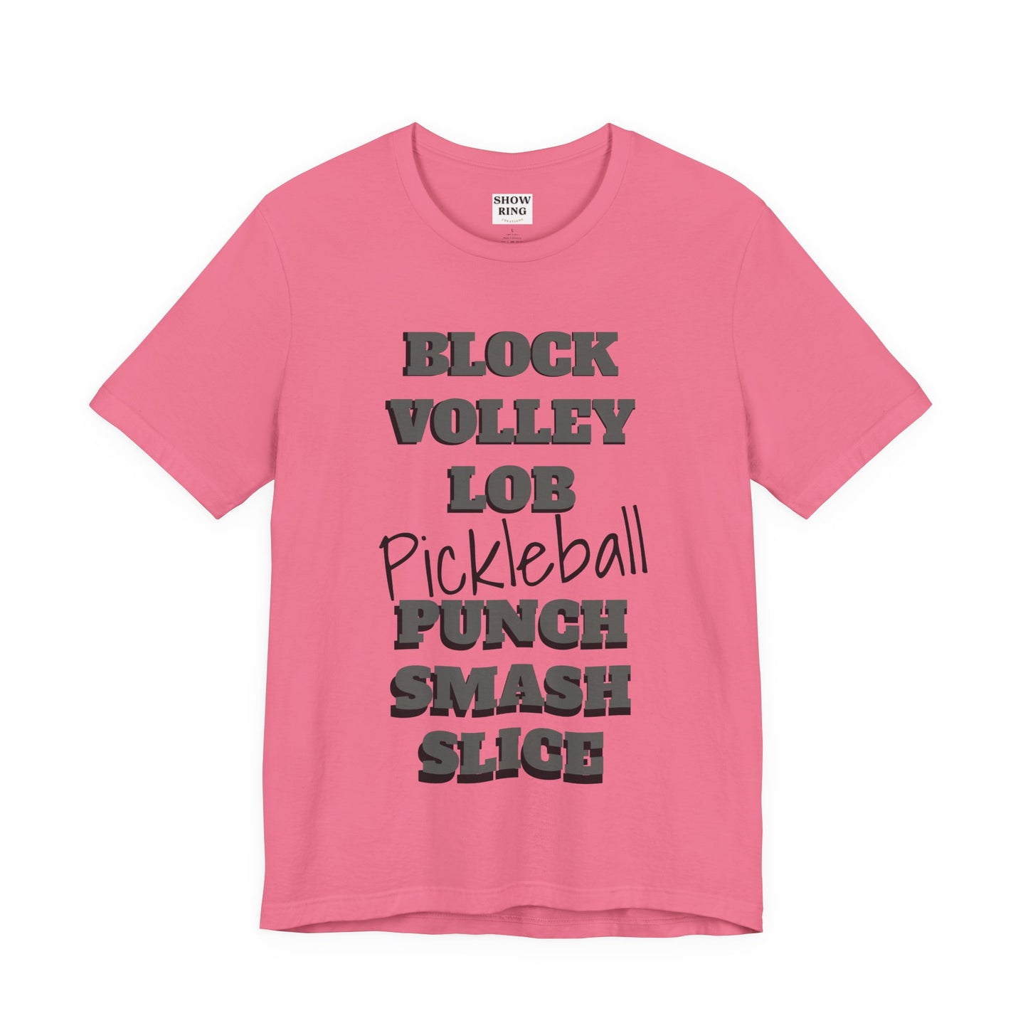 Pickleball Vibes Tee, For Players Who Live the Game, Featuring Bold Words Block, Volley, Lob, Punch, Smash, Spike
