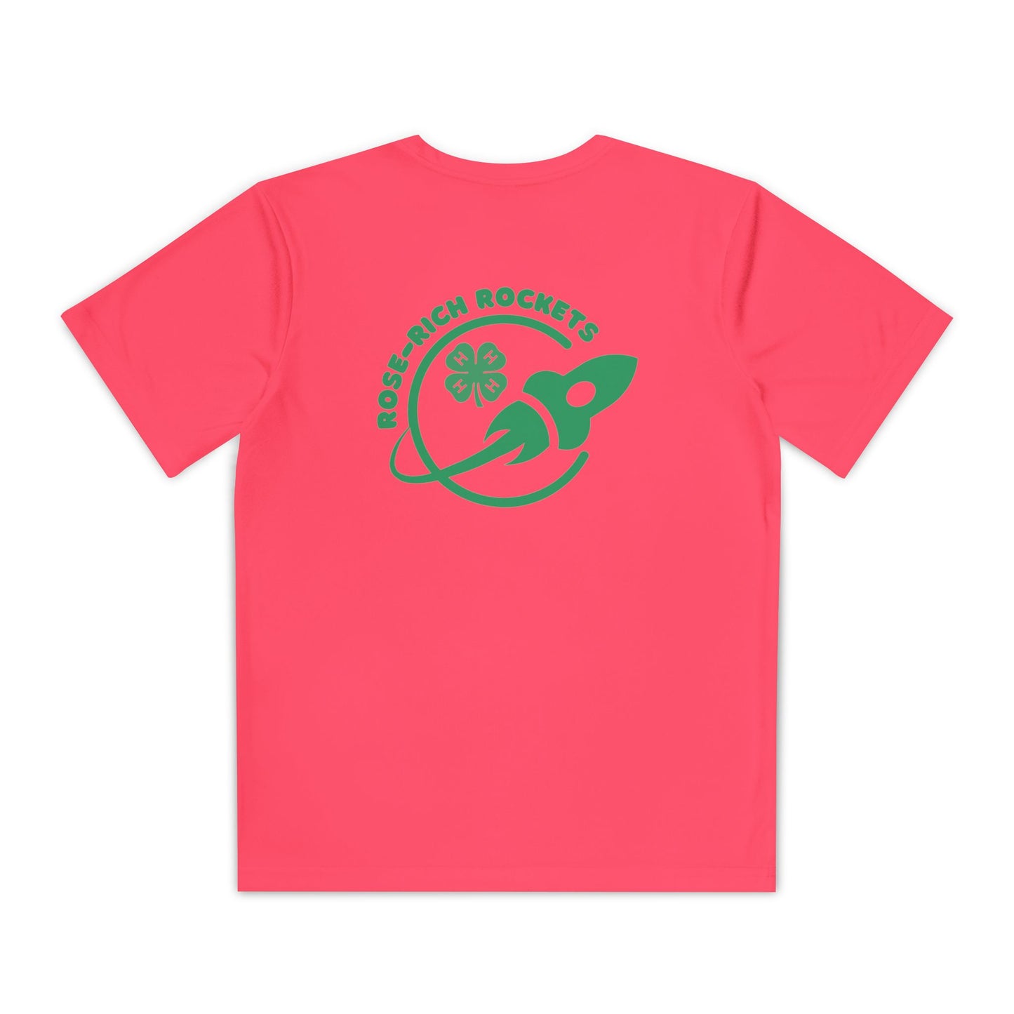 Youth Shirt, Rose-Rich 4-H Rocketry Club, Moisture Wicking, Safety Colors Available
