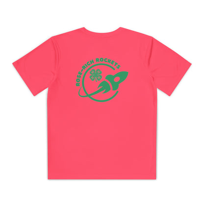 Youth Shirt, Rose-Rich 4-H Rocketry Club, Moisture Wicking, Safety Colors Available