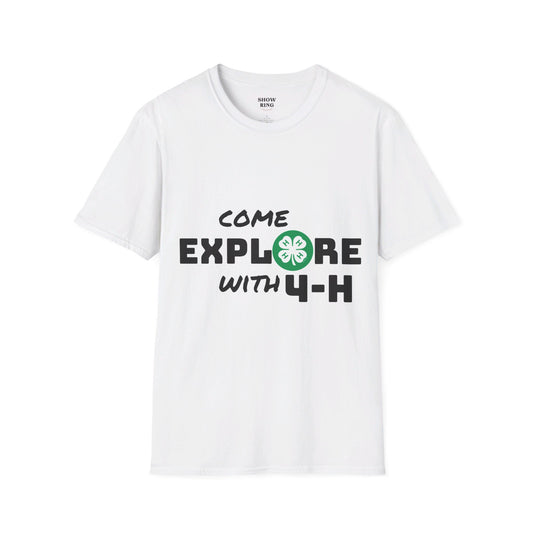 Come Explore With 4-H: Unisex Softstyle T-Shirt for Men, Women & Youth