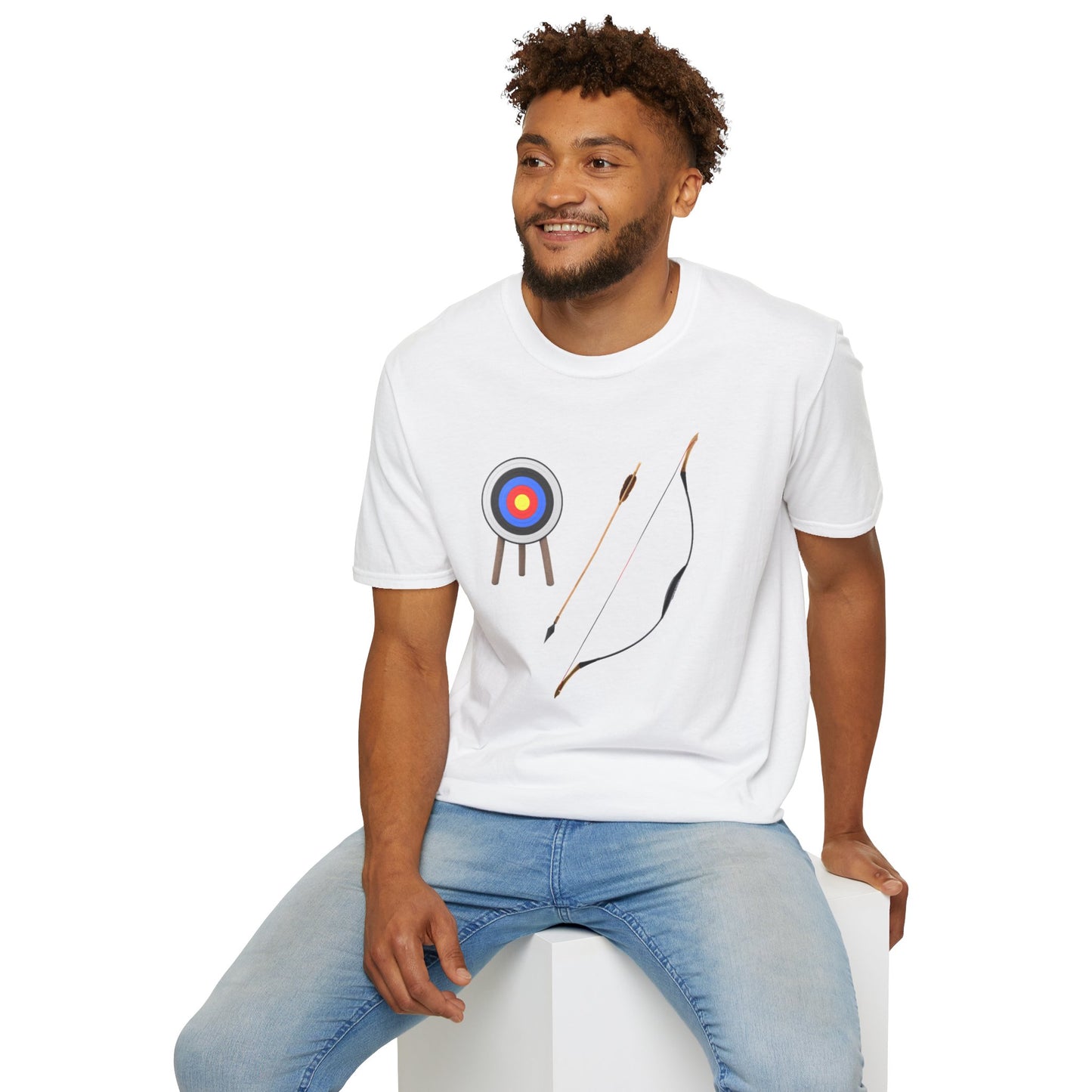 Archery bow, arrow and target - Unisex Softstyle T-Shirt for Men, Women & Children