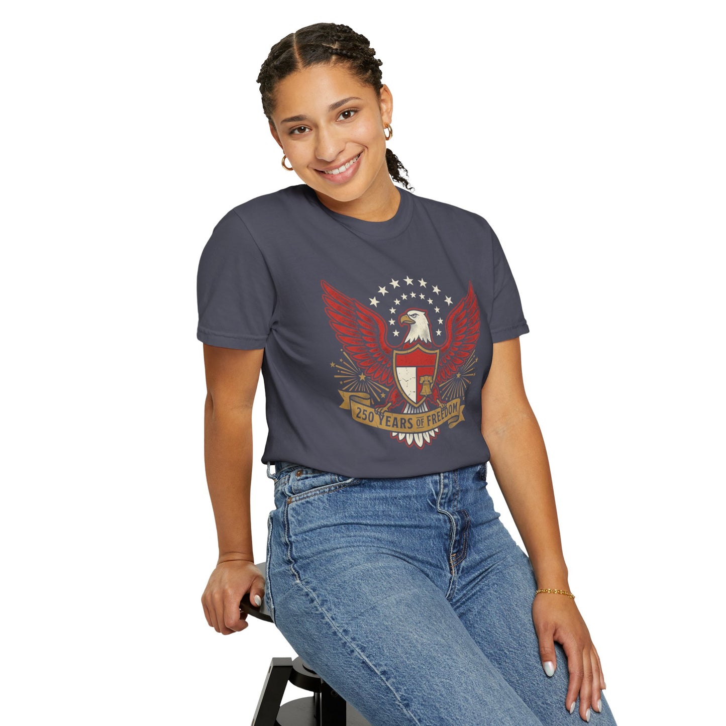 Eagle Crest '250 Years of Freedom'  | Patriotic Eagle USA 1776–2026 Dark Vintage T-Shirt