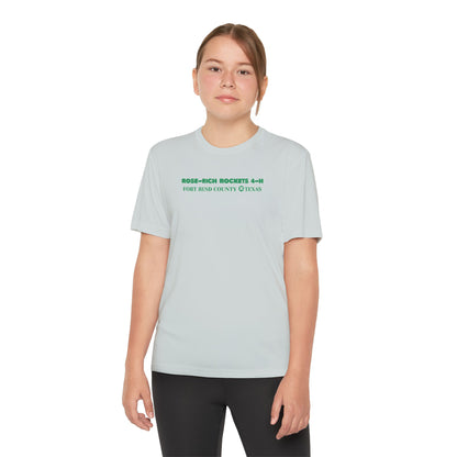 Youth Shirt, Rose-Rich 4-H Rocketry Club, Moisture Wicking, Safety Colors Available