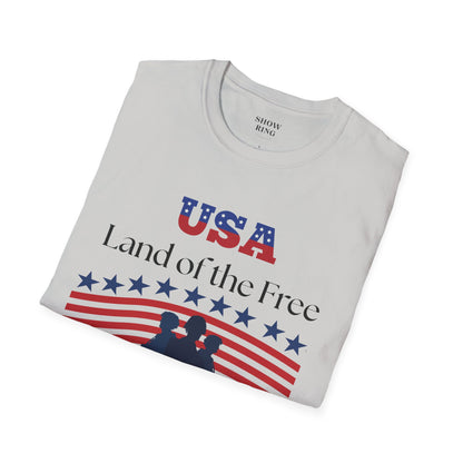 USA Land of the Free Because of the Brave T-Shirt, 4th of July Tee, Patriotic Unisex Shirt, Military Tribute Apparel, Independence Day Fashion