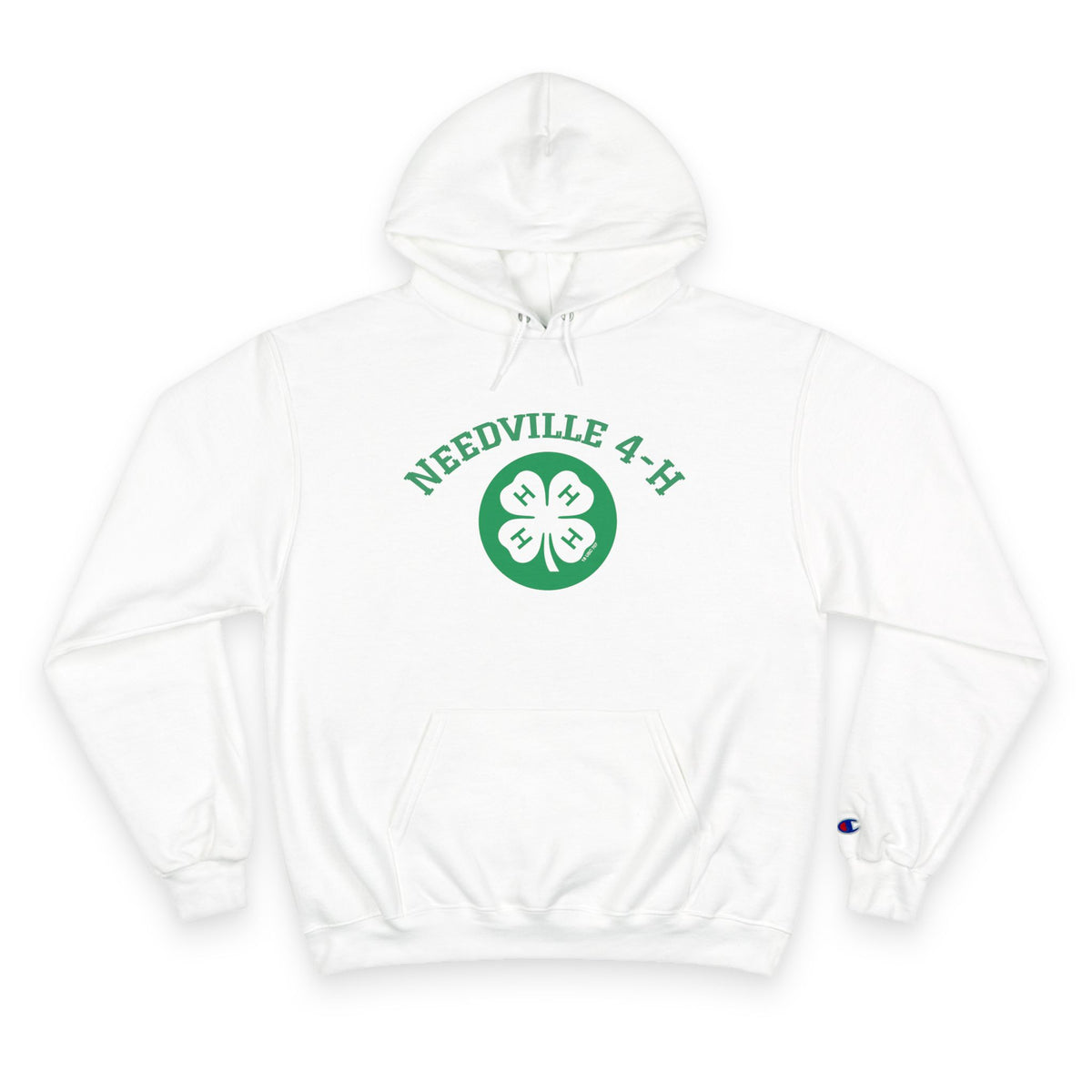 Needville 4-H Clover Champion Hoodie | White, Green 4-H Club Logo