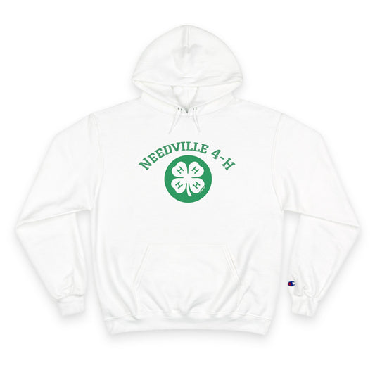 Needville 4-H Clover Champion Hoodie | White, Green 4-H Club Logo