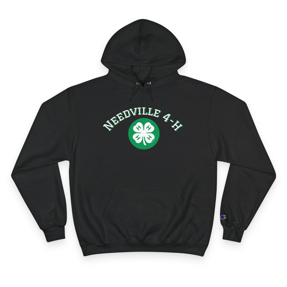 Needville 4-H Clover Champion Hoodie | White, Green 4-H Club Logo