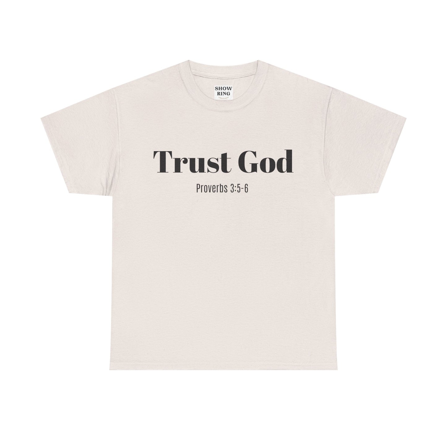 Trust God Unisex Heavy Cotton Tee – Proverbs 3:5-6 Bible Verse Shirt for Youth Groups, Christian Gifts