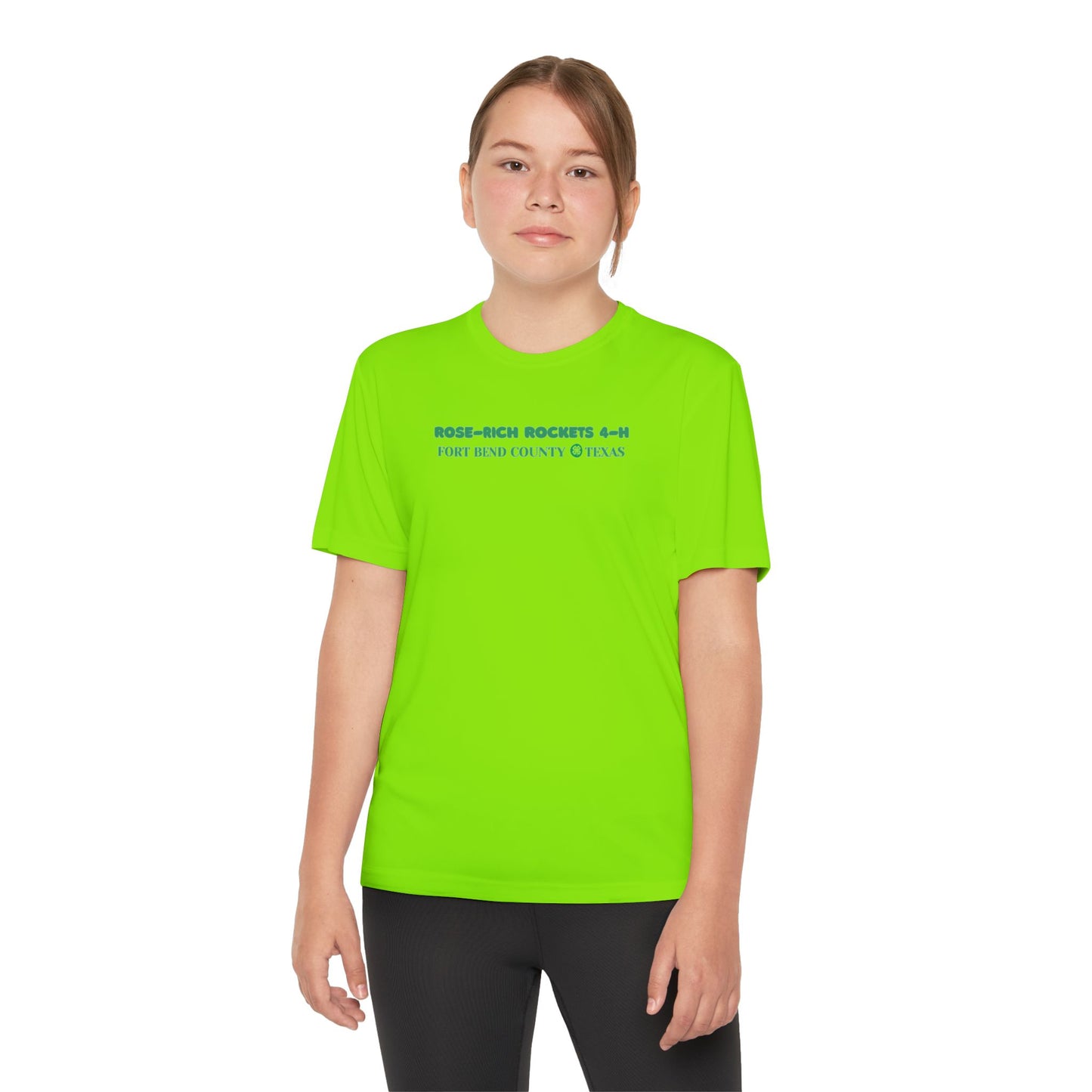 Youth Shirt, Rose-Rich 4-H Rocketry Club, Moisture Wicking, Safety Colors Available
