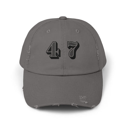 47, Fourty-Seven, Four Seven, Casual Distressed Cap - Trendy Unisex Hat for Everyday Style, Perfect Gift, Holidays, Patriotic Events