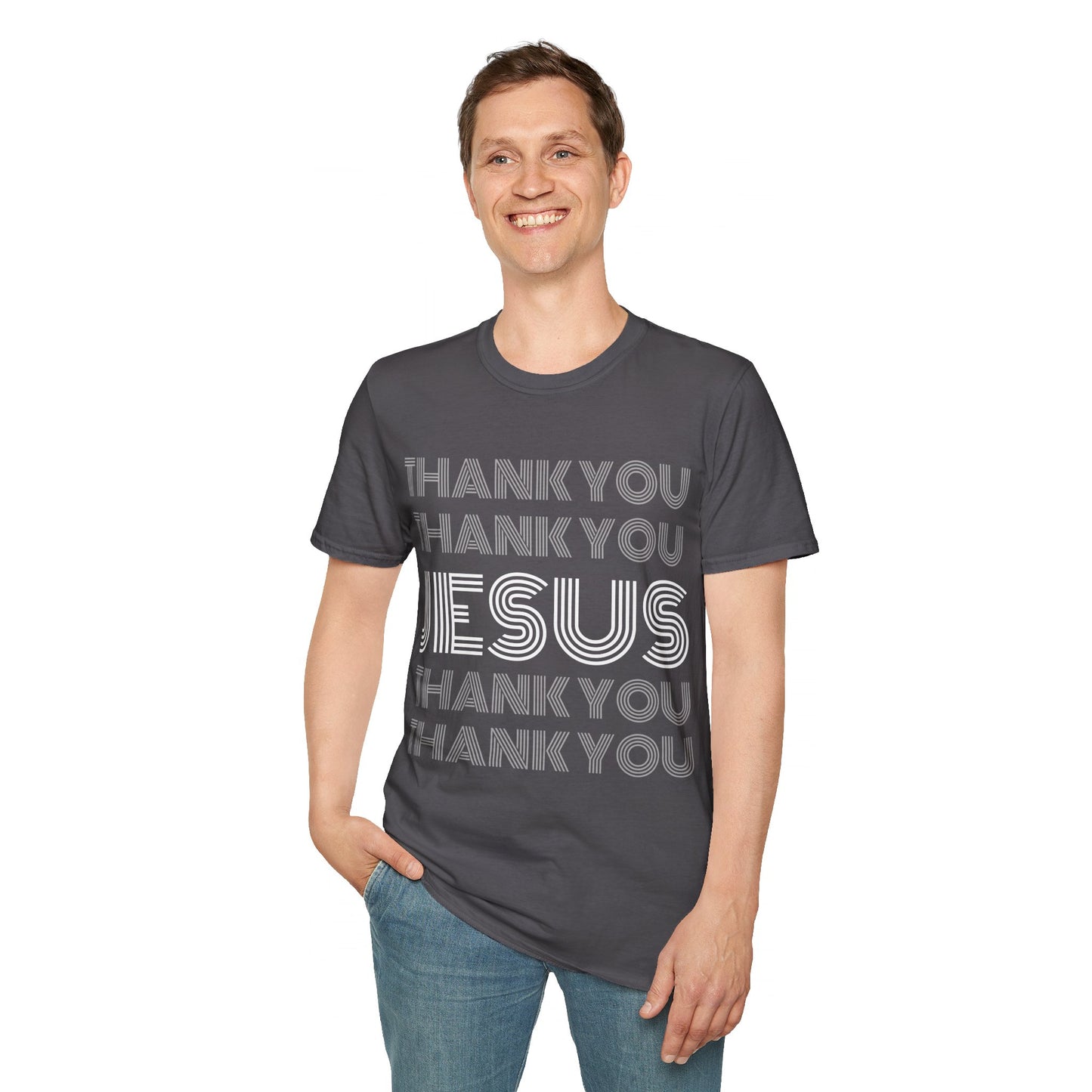 Thank You Jesus Christian Tee - Unisex Softstyle T-Shirt for Men, Women & Children