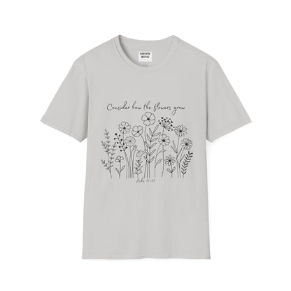 Floral Inspirational T-Shirt, Unisex Shirt, Casual Wear, Gift for Nature Lovers, Spring Fashion, Everyday Comfort Bible Verse Scripture Tee