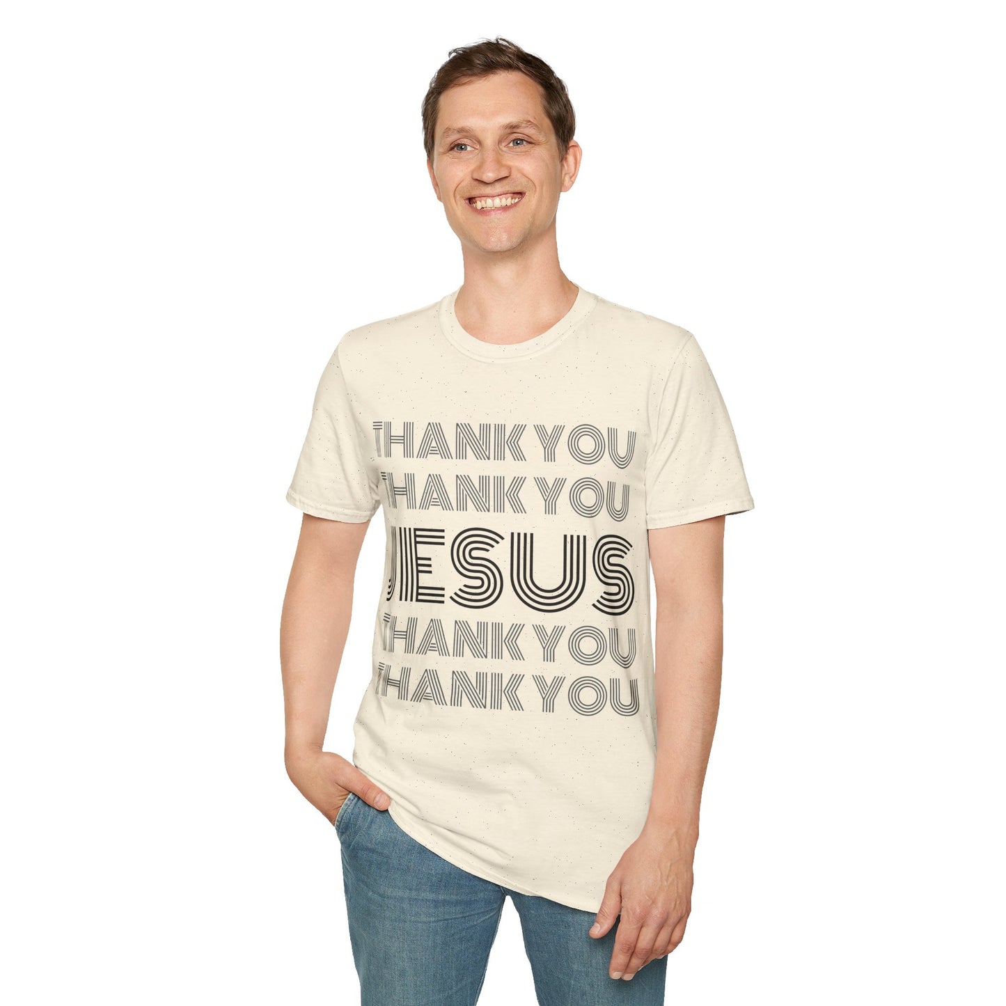 Thank You Jesus Christian Tee - Unisex Softstyle T-Shirt for Men, Women & Children