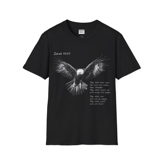 Christian Motorcycle Shirt with Isaiah 40:31 Eagles Verse: Unisex Soft style T-Shirt for Men and Women