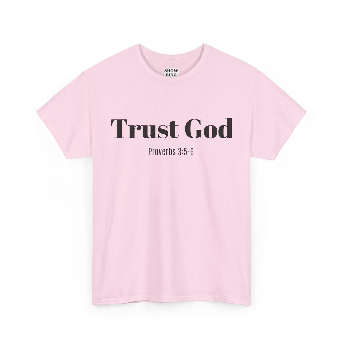 Trust God Unisex Heavy Cotton Tee – Proverbs 3:5-6 Bible Verse Shirt for Youth Groups, Christian Gifts