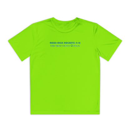 Youth Shirt, Rose-Rich 4-H Rocketry Club, Moisture Wicking, Safety Colors Available