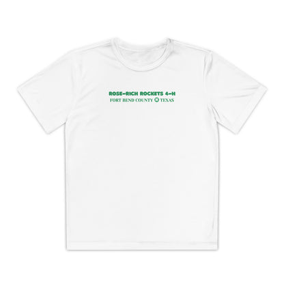 Youth Shirt, Rose-Rich 4-H Rocketry Club, Moisture Wicking, Safety Colors Available