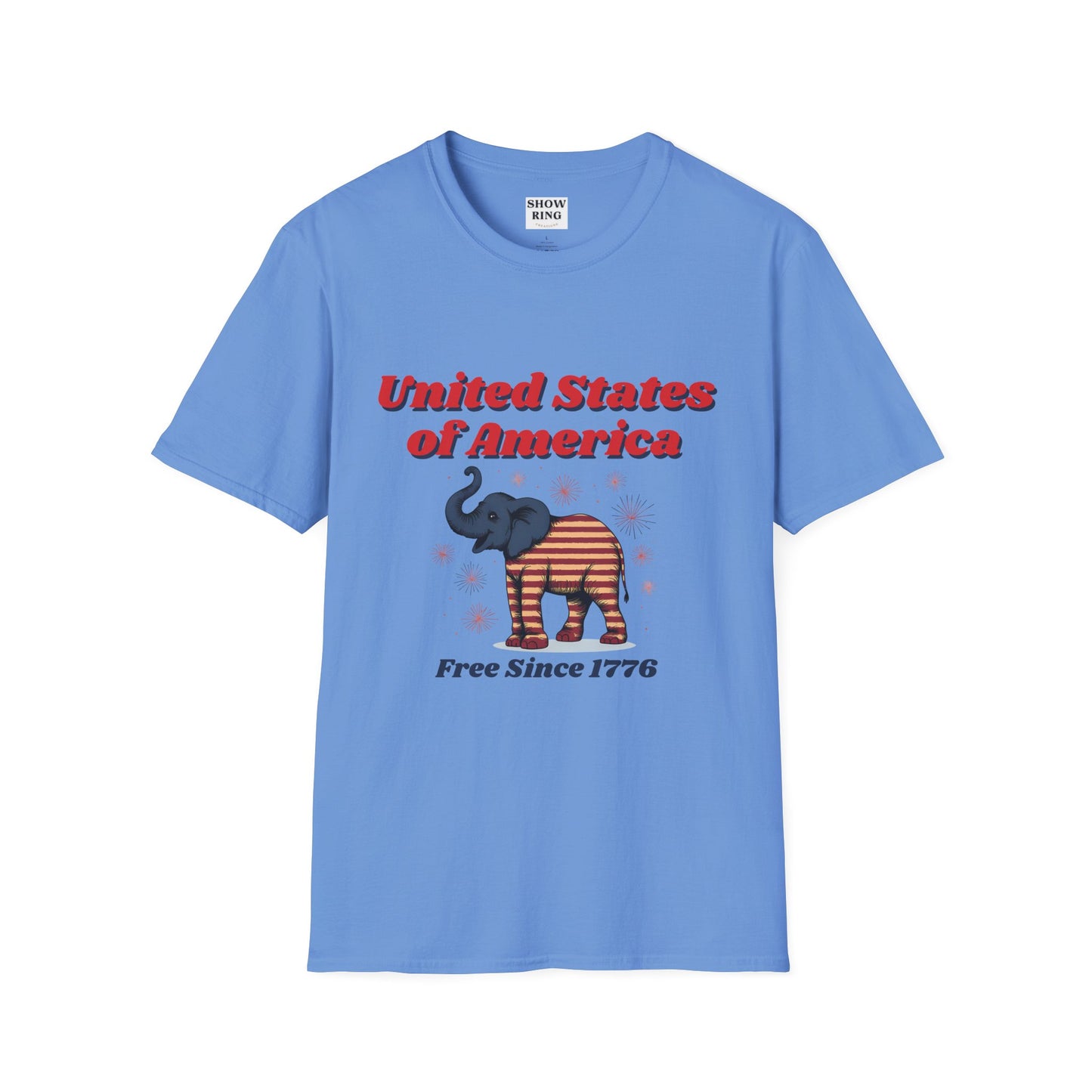 Patriotic Elephant T-Shirt, Free Since 1776, USA Pride Tee, Casual Independence Day Shirt, Vintage Style US Pride Apparel, Gift for Elephant Lovers