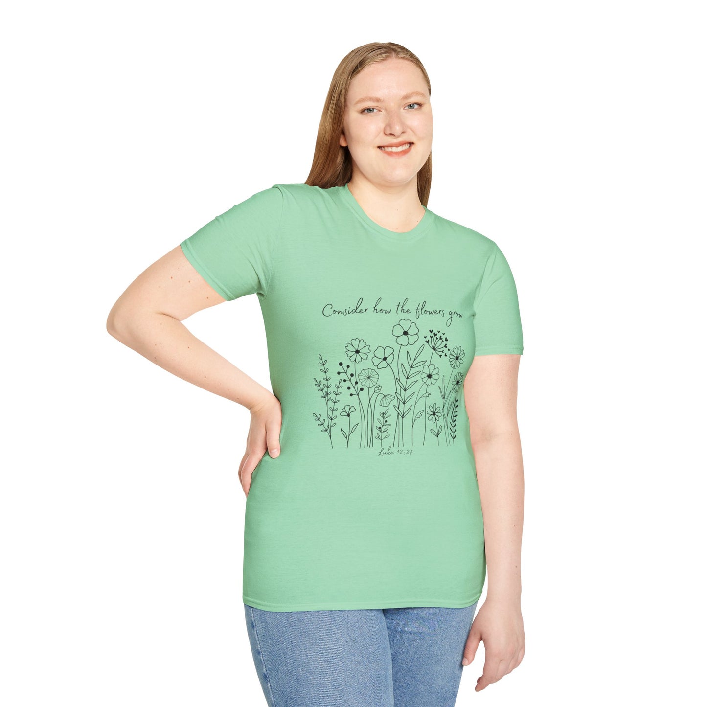 Floral Inspirational T-Shirt, Unisex Shirt, Casual Wear, Gift for Nature Lovers, Spring Fashion, Everyday Comfort Bible Verse Scripture Tee