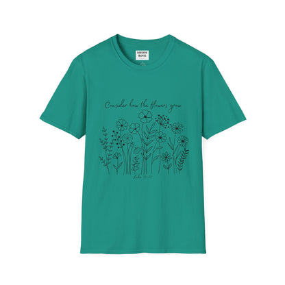 Floral Inspirational T-Shirt, Unisex Shirt, Casual Wear, Gift for Nature Lovers, Spring Fashion, Everyday Comfort Bible Verse Scripture Tee