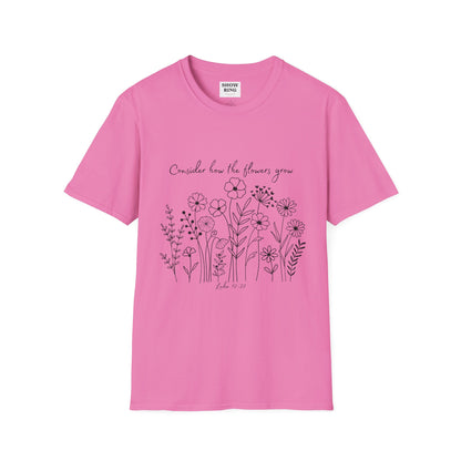 Floral Inspirational T-Shirt, Unisex Shirt, Casual Wear, Gift for Nature Lovers, Spring Fashion, Everyday Comfort Bible Verse Scripture Tee