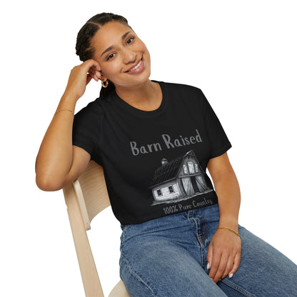 Barn Raised 100% Pure Country, Unisex Softstyle T-Shirt - Country Vibe, Farm Life, Casual Wear, Gift for Farmers, Rustic Style