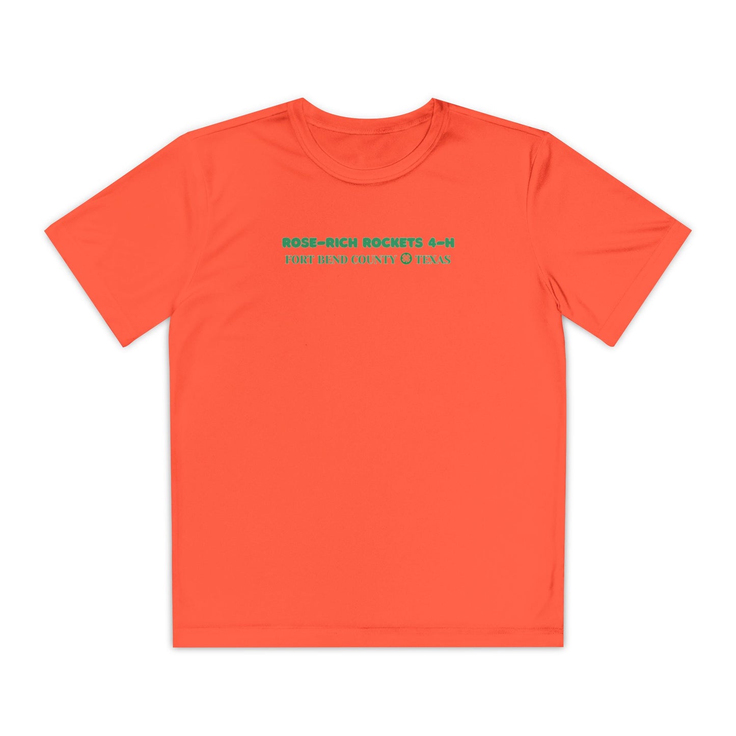 Youth Shirt, Rose-Rich 4-H Rocketry Club, Moisture Wicking, Safety Colors Available