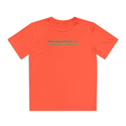 Youth Shirt, Rose-Rich 4-H Rocketry Club, Moisture Wicking, Safety Colors Available
