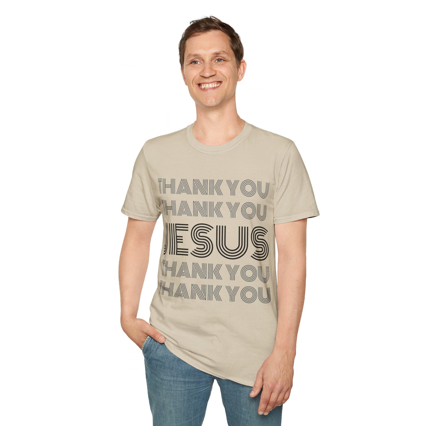 Thank You Jesus Christian Tee - Unisex Softstyle T-Shirt for Men, Women & Children