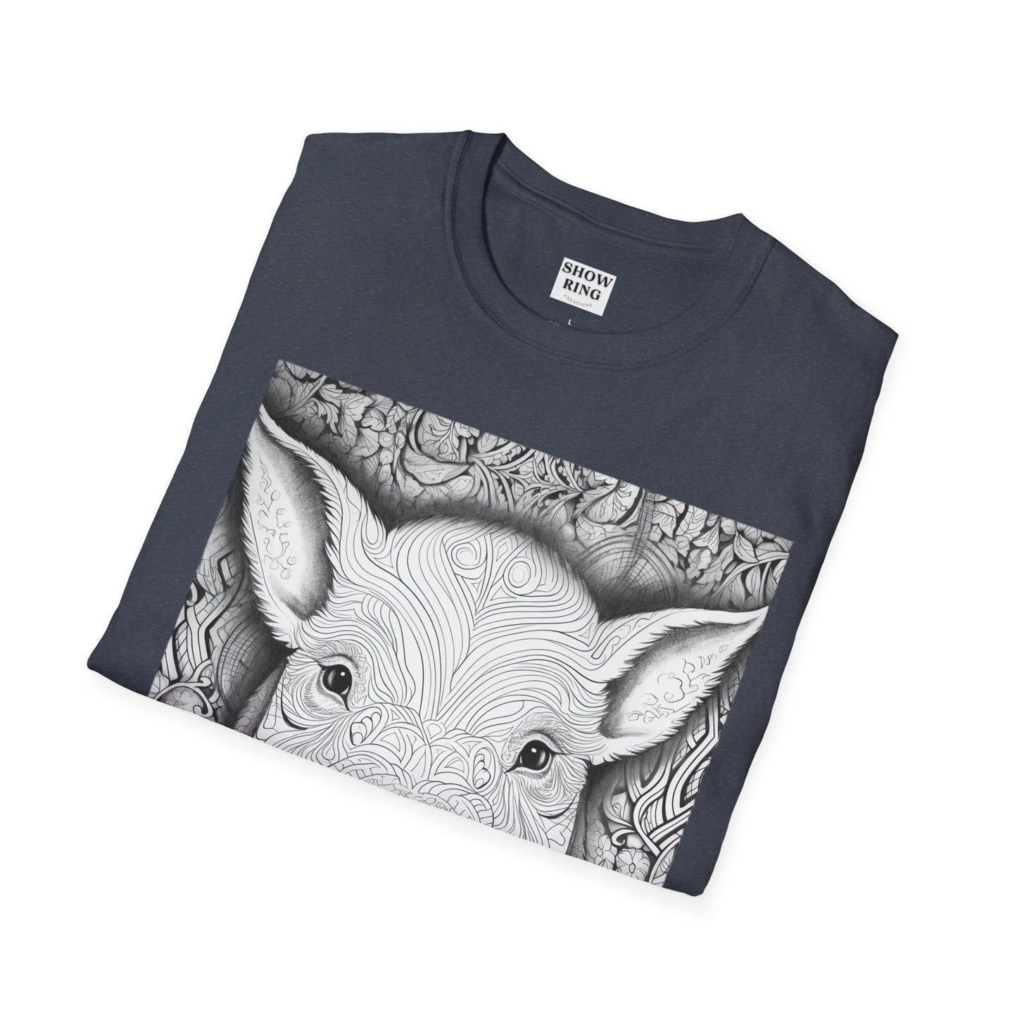 Adult Coloring Shirt Featuring Adorable Pig for 4-H and FFA - Unisex Softstyle T-Shirt for All Ages