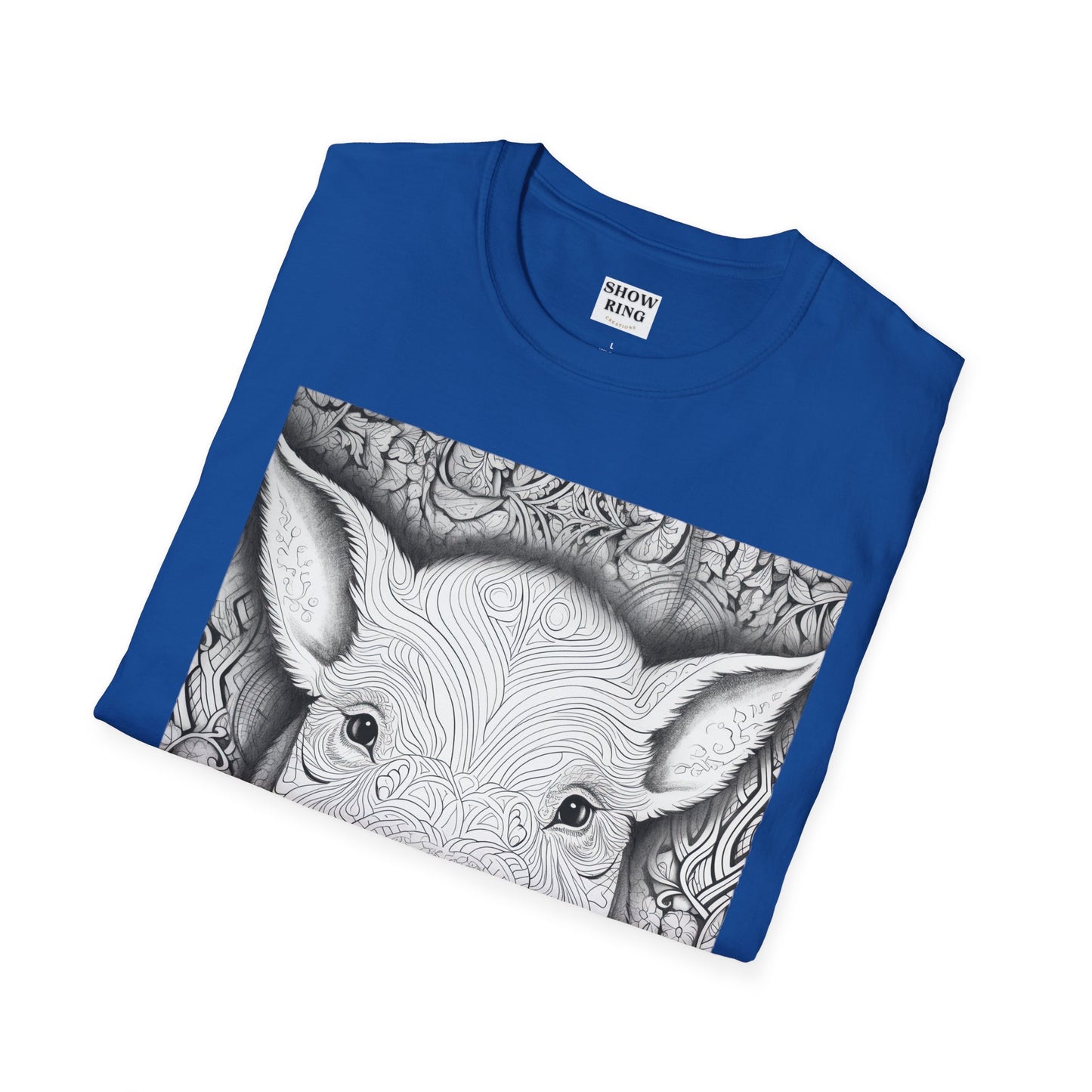Adult Coloring Shirt Featuring Adorable Pig for 4-H and FFA - Unisex Softstyle T-Shirt for All Ages