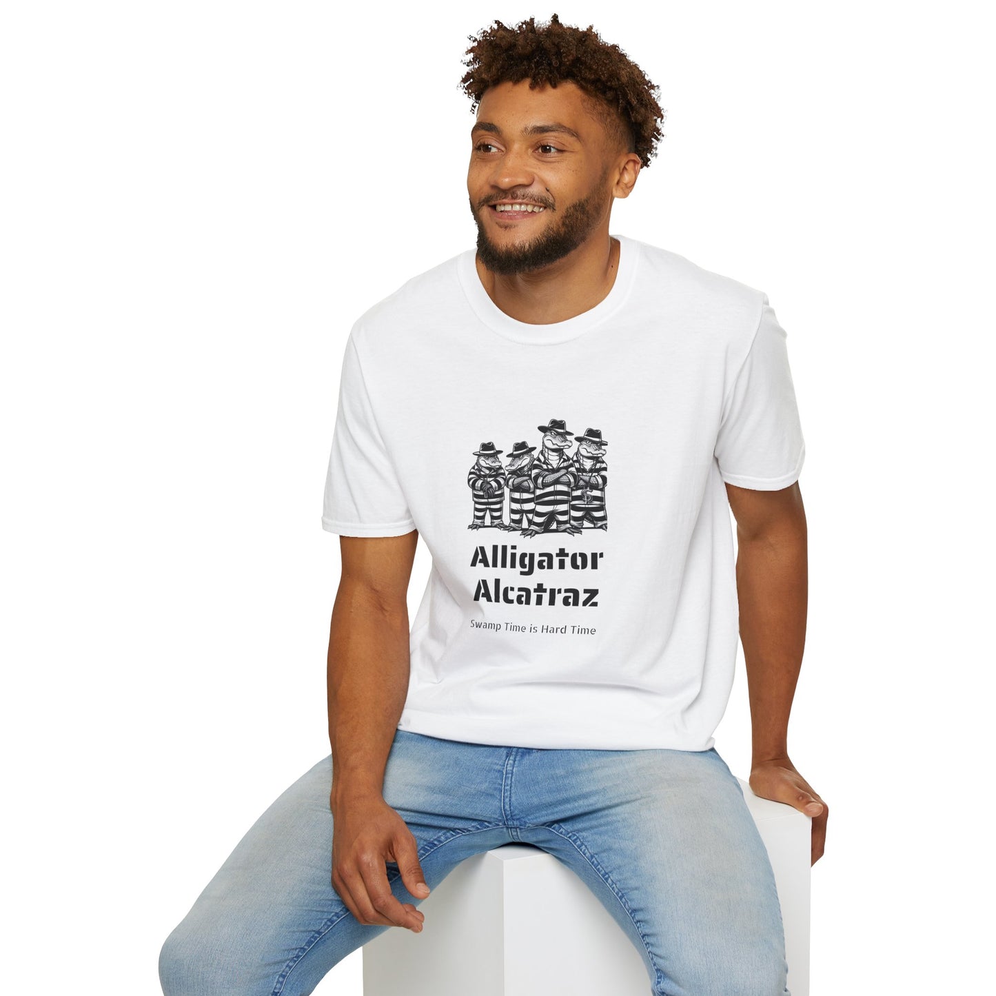 Alligator Alcatraz Swamp Time is Hard Time, Softstyle Shirt For Men, Women, Unisex, Short Sleeve, Motorcycle Riders