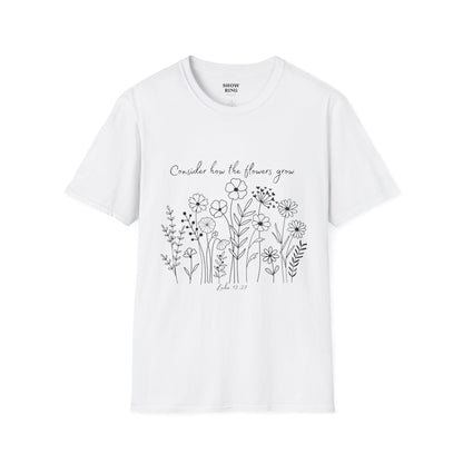 Floral Inspirational T-Shirt, Unisex Shirt, Casual Wear, Gift for Nature Lovers, Spring Fashion, Everyday Comfort Bible Verse Scripture Tee