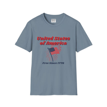 America:  Free Since 1776, Fourth of July Freedom T-Shirt, Unisex USA Tee, American Flag Shirt, Independence Day Outfit, Patriotic Gift, Summer Casual Wear